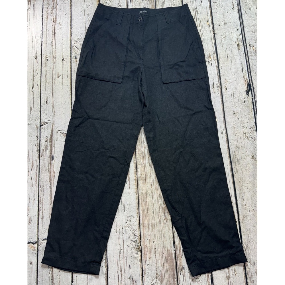 J Crew WOMENS Linen Lyocell Blend Pants Black Sz 4
